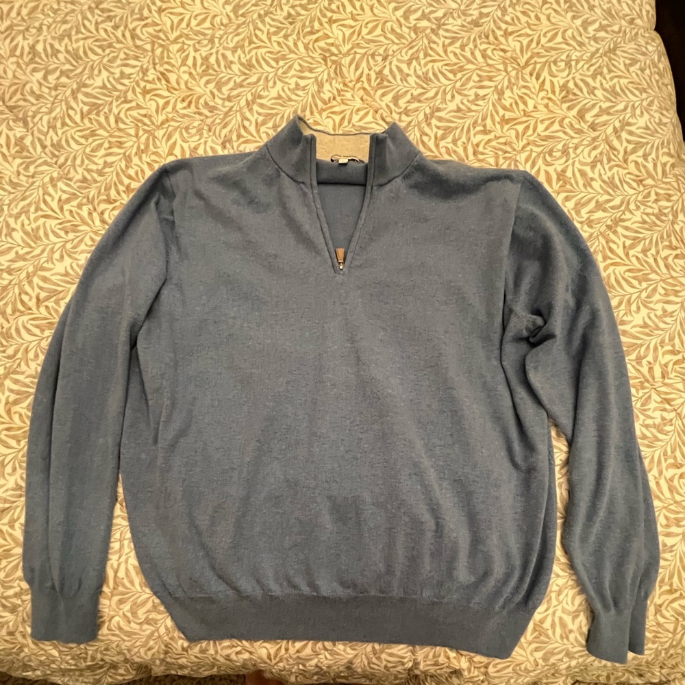 Peter Millar Steel Blue Zip-Up Sweater